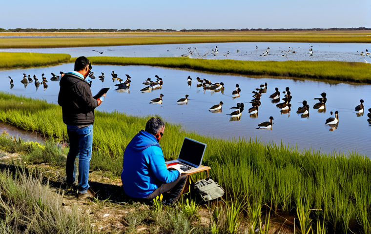 기술을 활용한 생태계 모니터링 전략 - Drone Monitoring Wildlife**

"A drone flying over Do&ntilde;ana National Park in Spain, capturing images of...