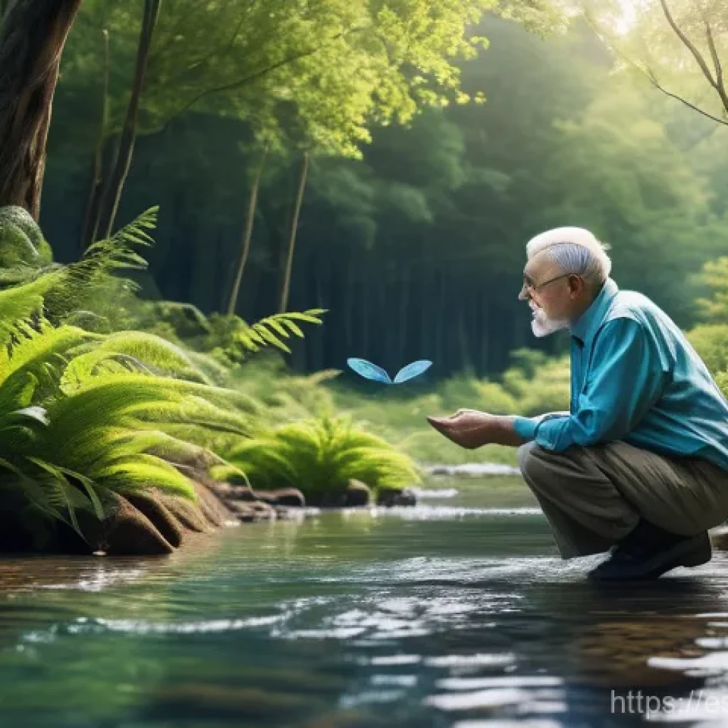 모니터링 데이터를 통해 생태계 변화 관찰하기 - **Prompt:** A serene and insightful depiction contrasting traditional environmental observation with...