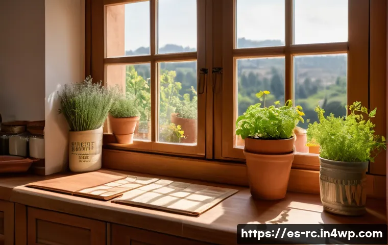 생태계를 위한 지속 가능한 행동 촉진하기 - A cozy Spanish kitchen interior with distinct recycling bins labeled for paper, plastic, organic was...